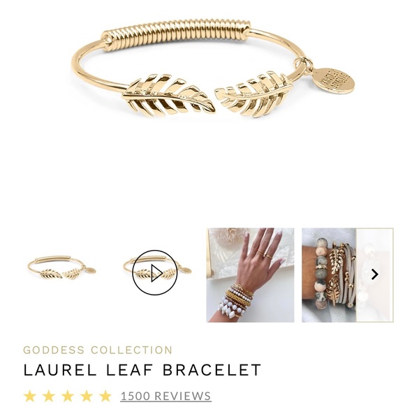 New Goddess Collection S/M Gold Laurel Leaf Bracelet - Picture 6 of 7